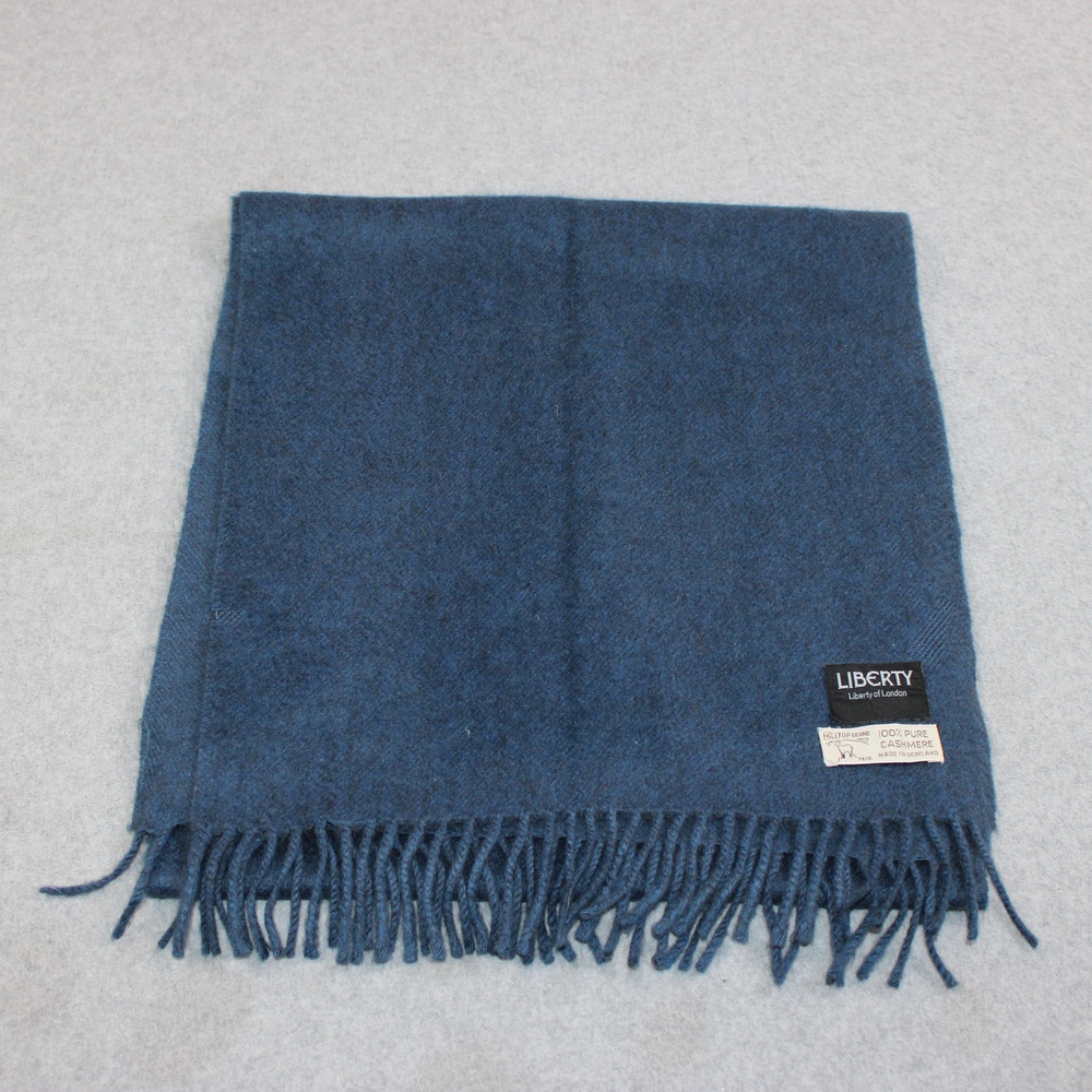 Liberty Of London Cashmere Scarf Womens OS Blue Fringe Scotland Heritage READ
